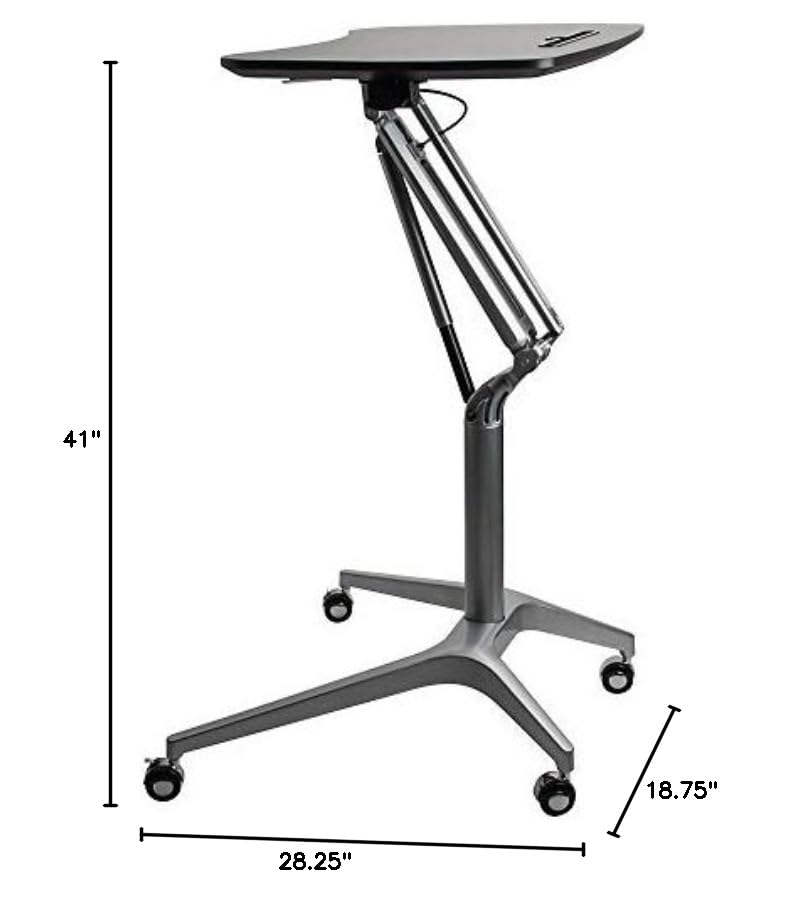 Lorell Black Laminate Mobile Laptop Caddy with Wheels - Portable Computer Cart for Office, Classroom, or Home Workspace