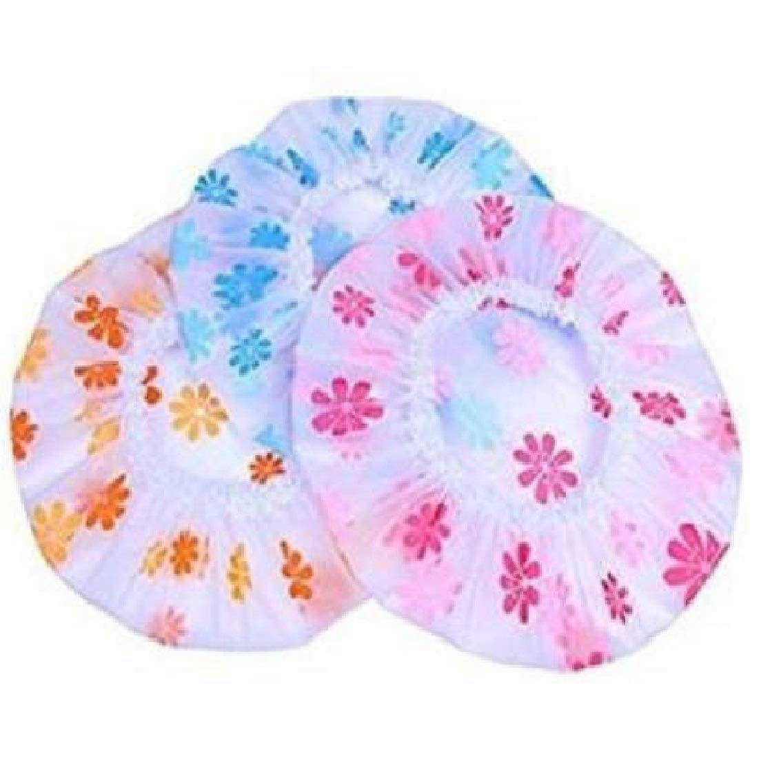 SIYAA Waterproof Shower Cap Set of 2 - Lace Elastic Hair Bath Caps for Women & Girls, Spa, Travel, Home & Hotel Use (Multicolor) - Perfect for Swimming, Bathing & Hair Treatments