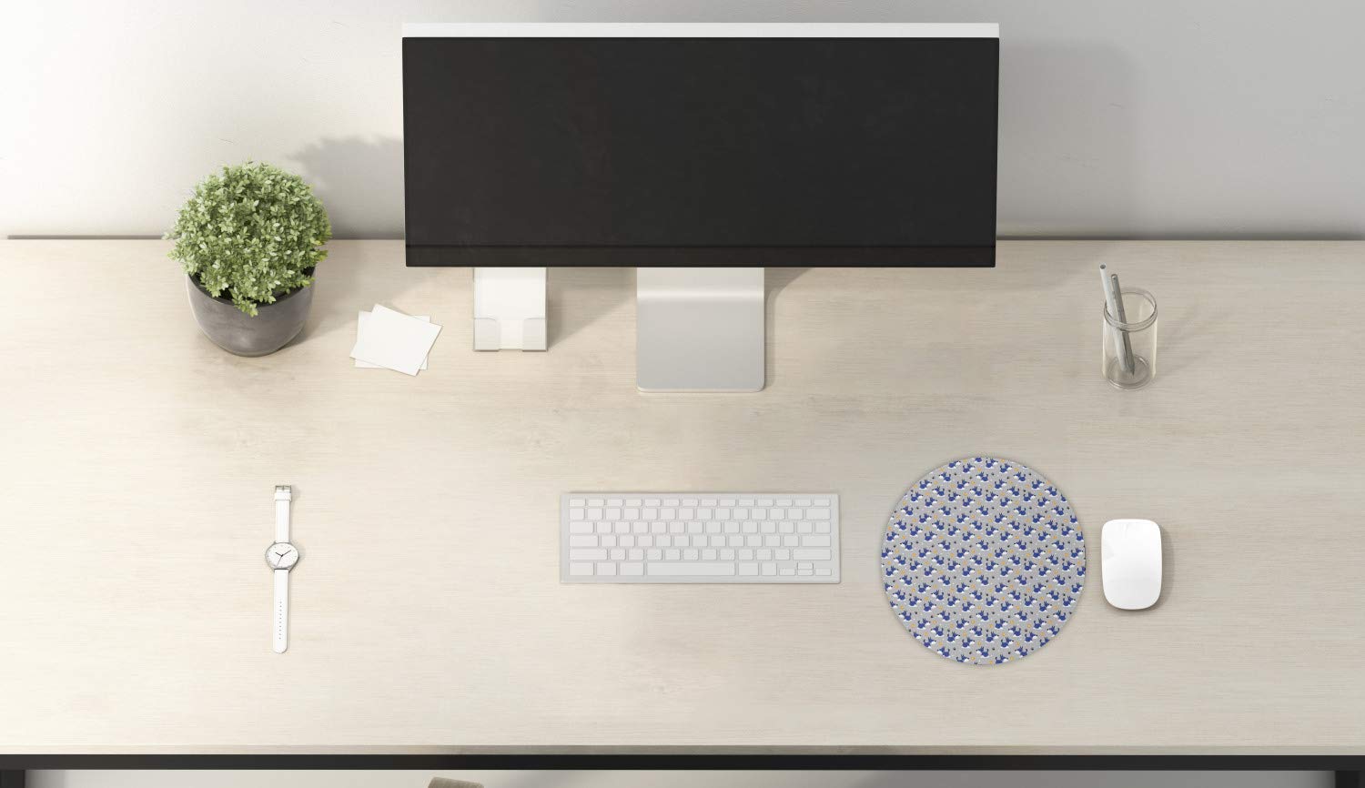 Ambesonne Round Non-Slip Gaming Mouse Pad - 8