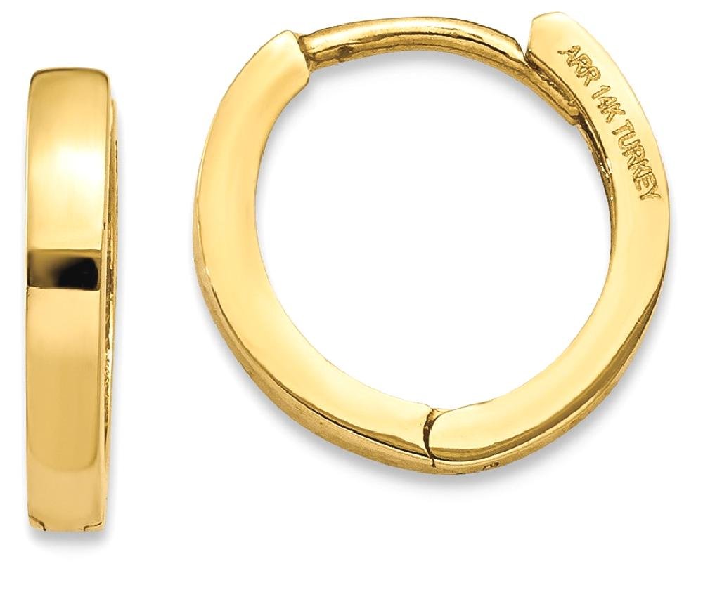 14K Solid Yellow Gold Round Hinged Huggie Small Mini Hoop Earrings for Women - Dainty Everyday Jewelry for Work, Date Night & Special Occasions