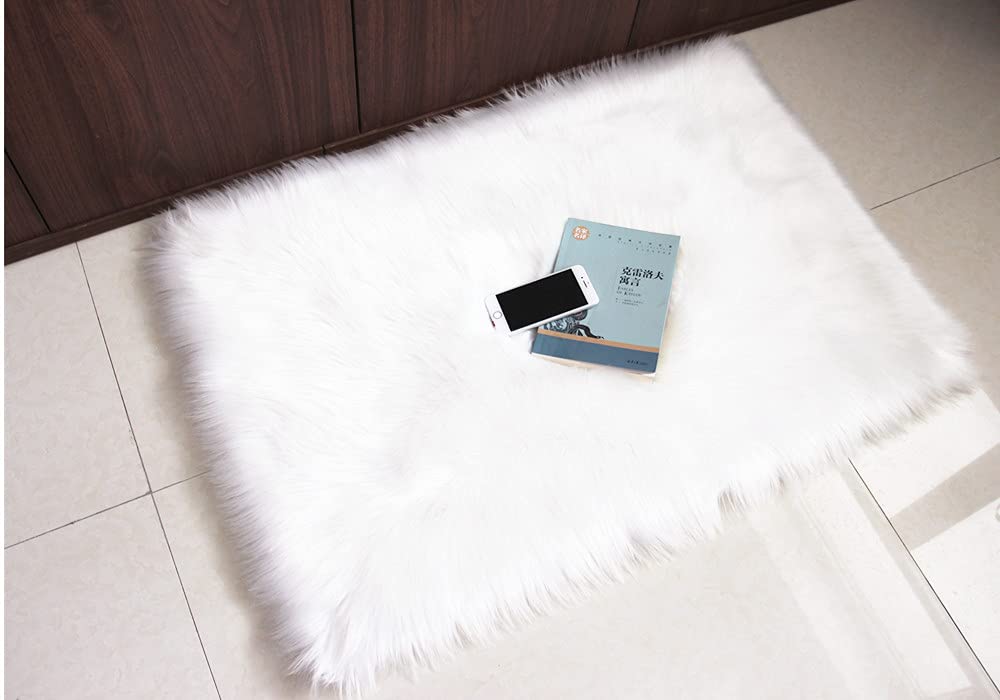 Premium Fluffy Faux Fur Area Rug - Soft Sheepskin Shaggy Carpet for Bedroom, Living Room & Office Decor (White, 2x3 ft) - Cozy Home Accent for Winter Warmth & Stylish Interior Design