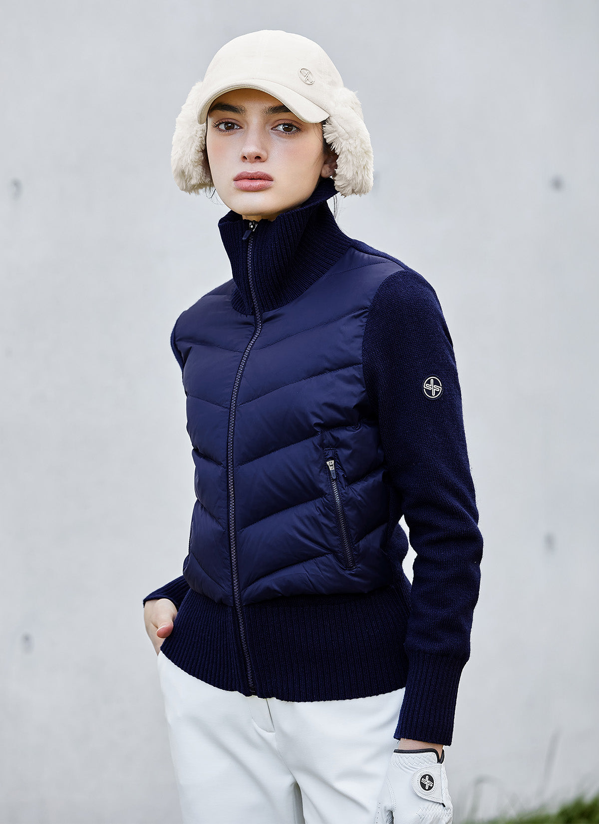 Women's Hybrid Knit Goose Down Jumper - Warm Winter Coat for Outdoor Activities & Casual Wear