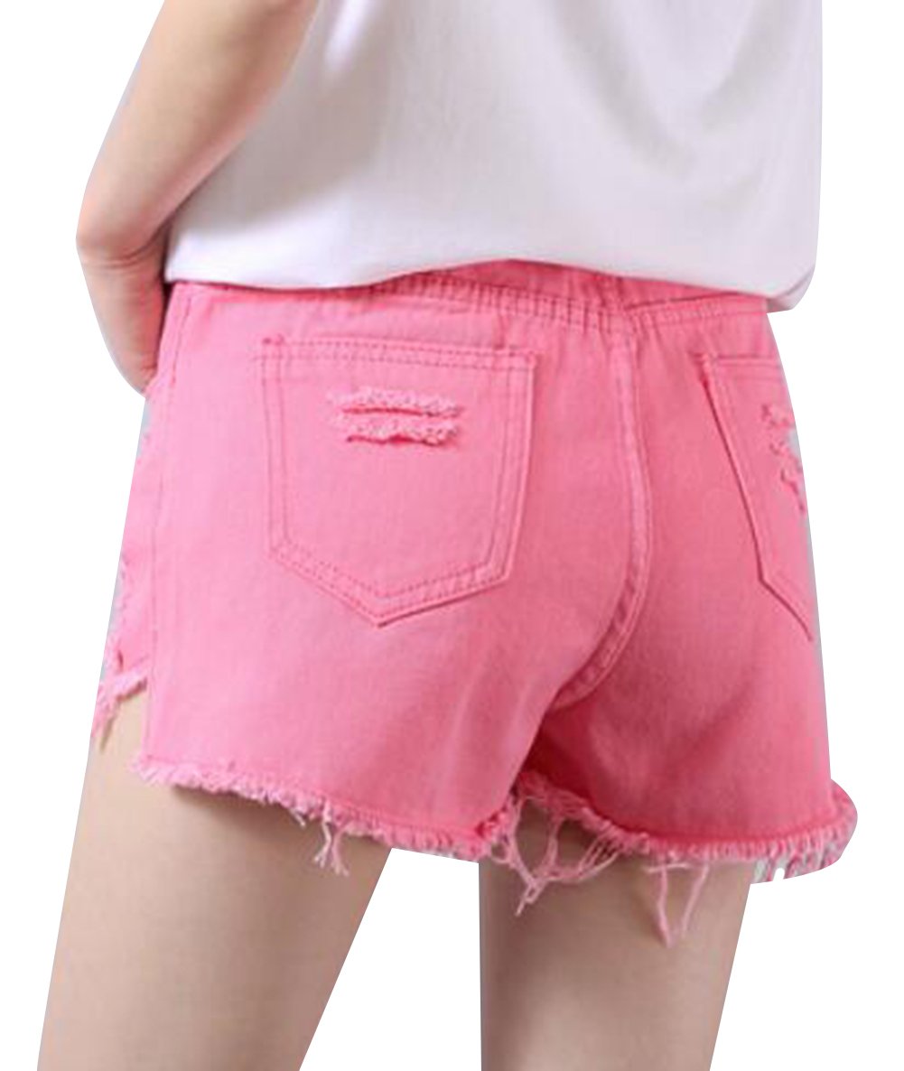 Stylish Two-Tone Ripped Denim Shorts | Distressed Washed Midi Jean Shorts for Women | Perfect for Summer Outfits, Beach Vacations & Casual Streetwear