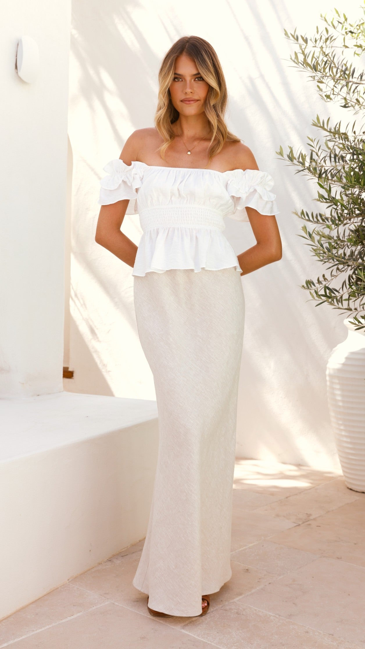 Fifi Top Women's White Blouse - Perfect for Casual Outings, Office Wear & Date Nights