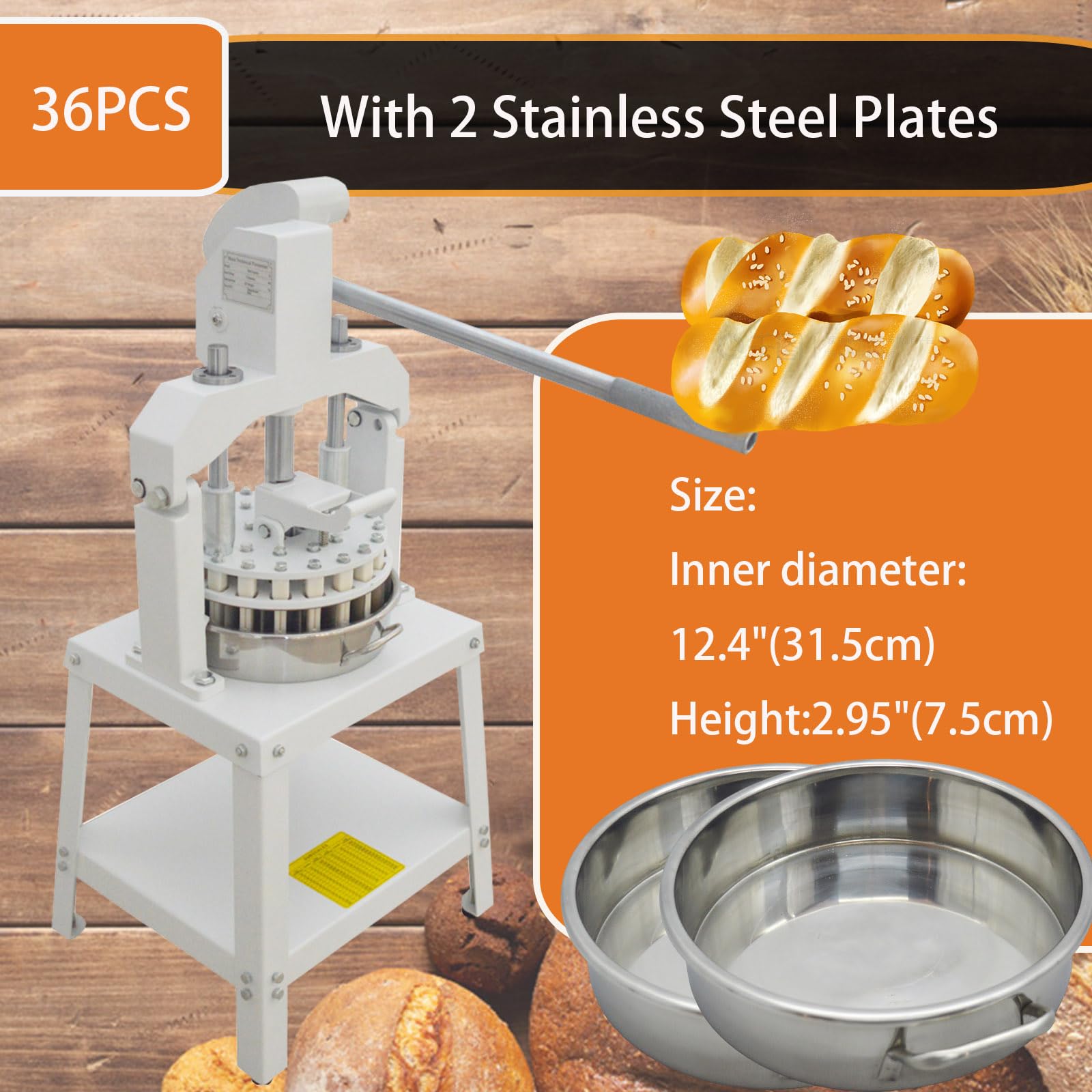 36Pcs Stainless Steel Manual Dough Divider Cutter Machine for Bakery - 30g-160g Dough Portioning Tool for Pizza, Pastry, Bread & Cookies | Perfect for Home Bakers & Commercial Kitchens