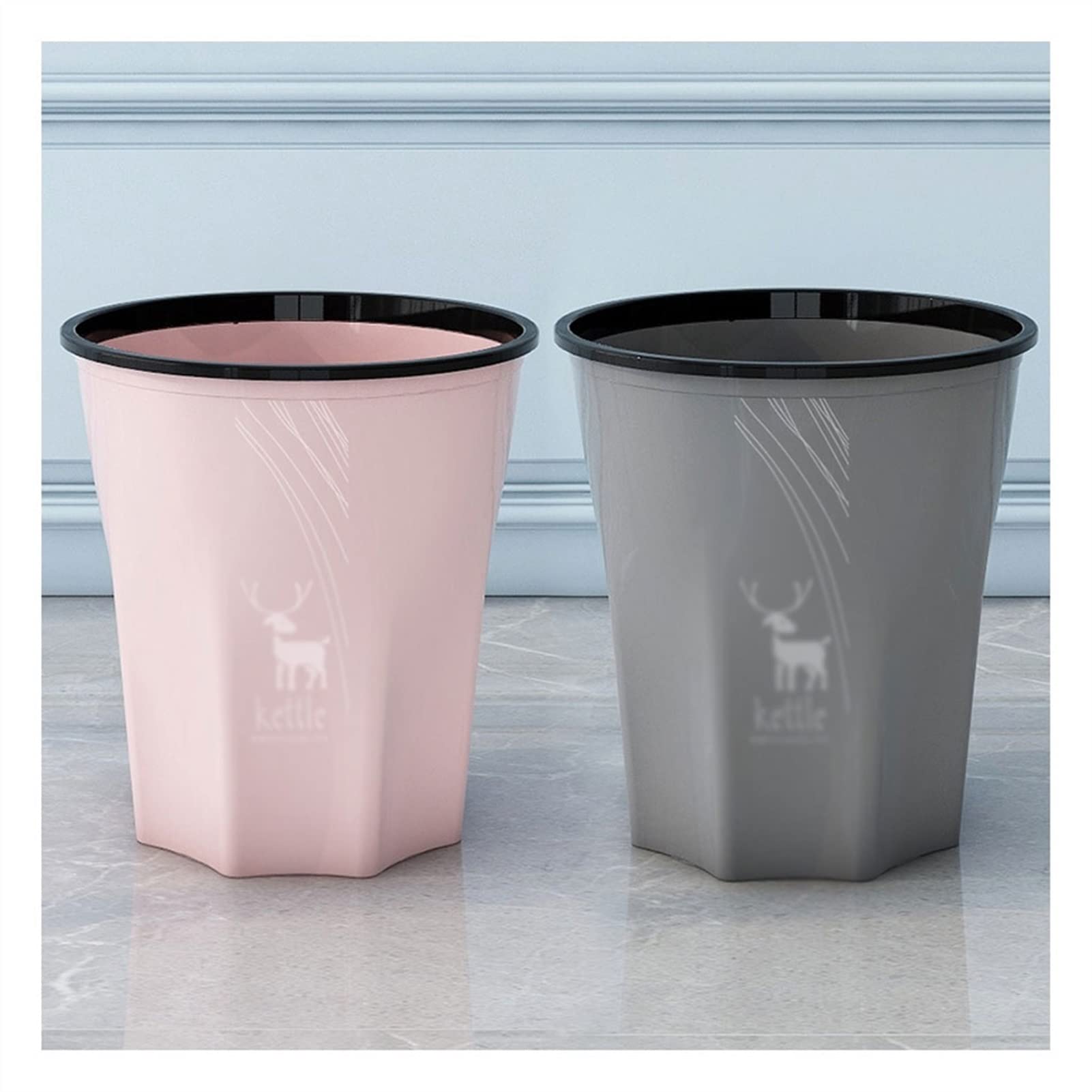 Zongshengshop Lidless Trash Can - Large Capacity 13 Gallon Office & Household Waste Bin for Kitchen, Living Room, Bedroom - Heavy Duty, Easy to Clean Trash Container (Black) - Perfect for Home, Office & Commercial Spaces
