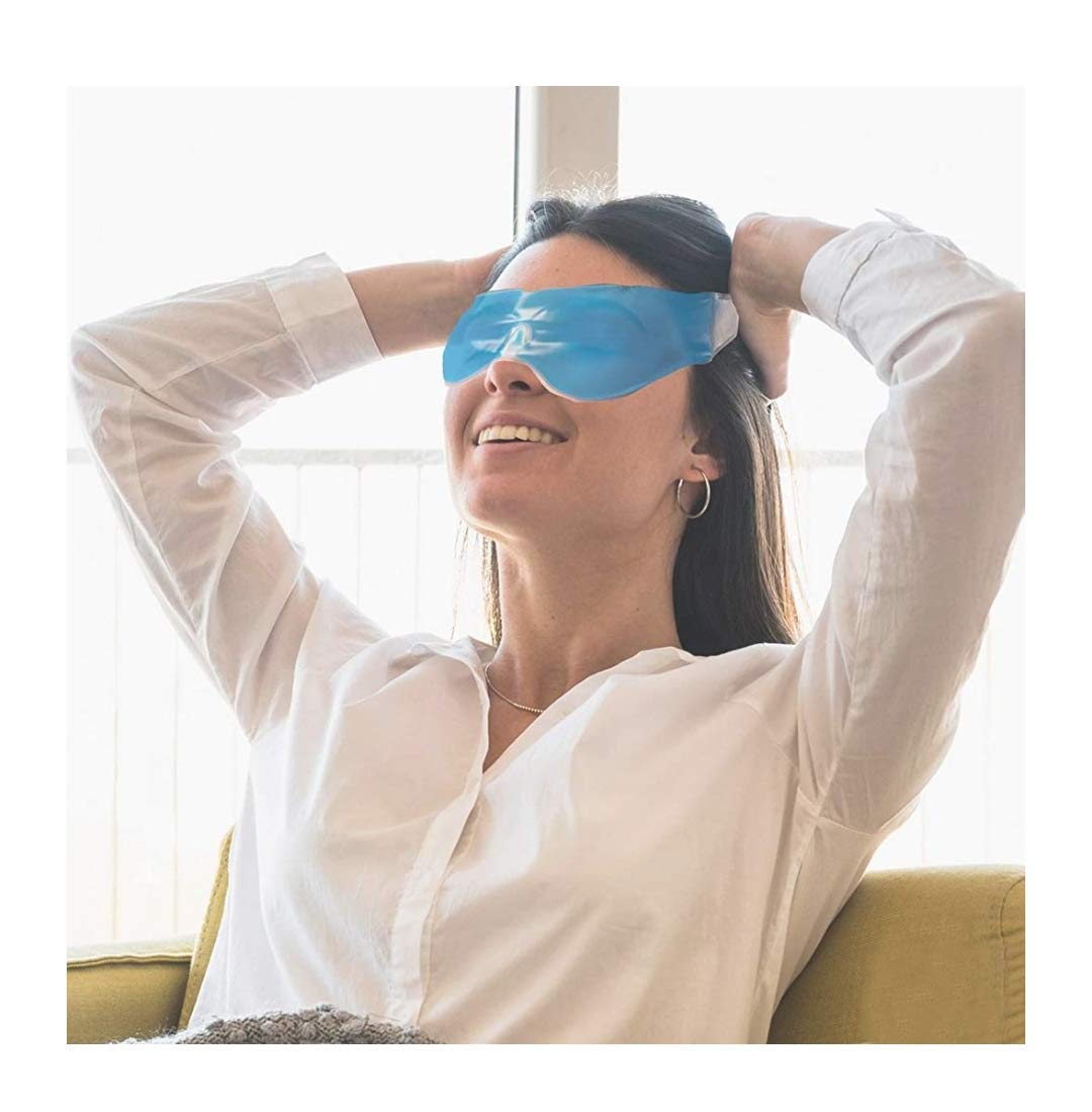 JK ENTERPRISE Cooling Gel Eye Mask (3-Pack) - Relieves Dark Circles, Dry Eyes & Redness | Soothing Pain Relief & Cooling Therapy | Sleep Aid & Relaxation | Blue Eye Patches for Men & Women - Perfect for Travel, Work & Home Use