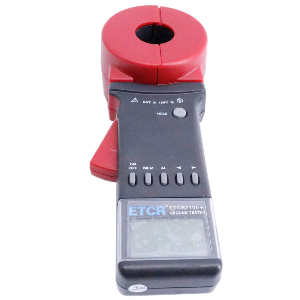 ETCR2100+ Digital Clamp Ground Resistance Tester - 0.01 to 1200Ω, 32mm Jaw, 99 Data Storage, Alarm Function | Perfect for Electrical Maintenance, Industrial Safety Testing & Grounding System Inspection