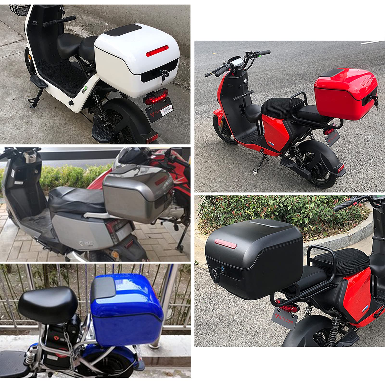 Universal Motorcycle Top Box - Lockable Helmet & Luggage Storage Trunk for Scooters & Mopeds with Mounting Hardware | Perfect for Commuting, Touring & Secure Gear Transport