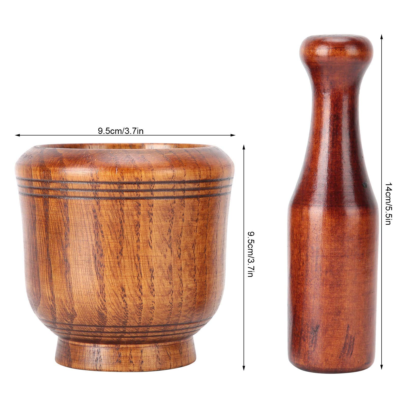 9.2oz Wooden Mortar and Pestle Set - Handcrafted Garlic Ginger Grinder, Spice Crusher Bowl for Fresh Guacamole, Salsa & Pesto - Perfect for Kitchen, Herb Grinding & Mexican Cooking