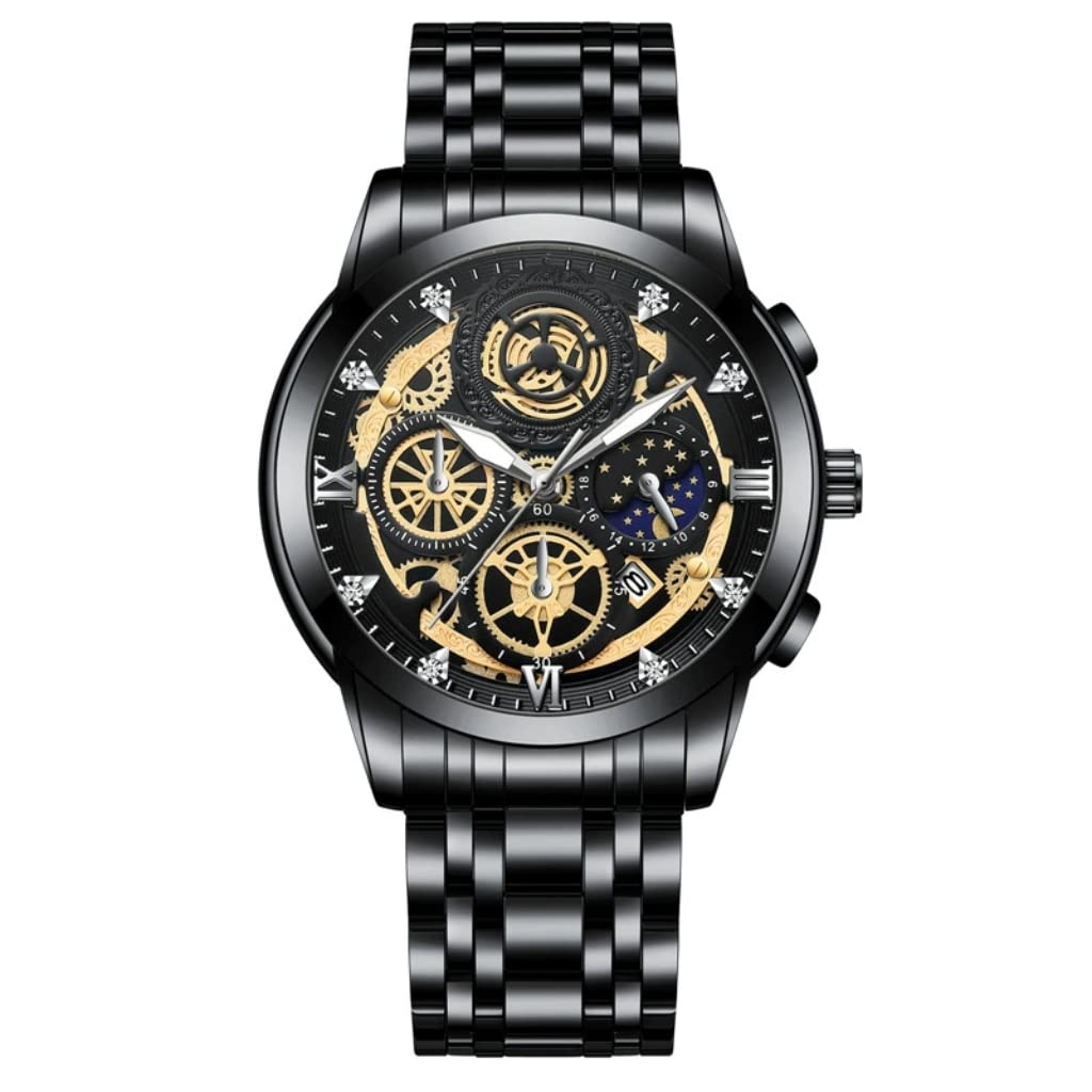 Men's Stainless Steel Waterproof Watch - Analog Quartz Wristwatch with Date Display for Casual & Business | Durable Fashion Watch for Men | Perfect for Office, Travel & Everyday Wear