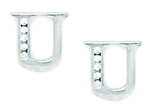 14K Gold CZ Cubic Zirconia Simulated Diamond Monogram Initial Earrings for Women - Personalized Large Letter Name Jewelry Gift for Birthday, Anniversary & Special Occasions