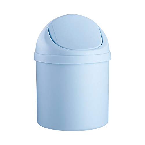 GyLazhuzizljt Mini Shake-Top Desktop Trash Can with Removable Lid - Small Plastic Waste Bin for Home, Office, Kitchen, Bathroom & Outdoor Use - Blue Household Cleaning Storage Bucket