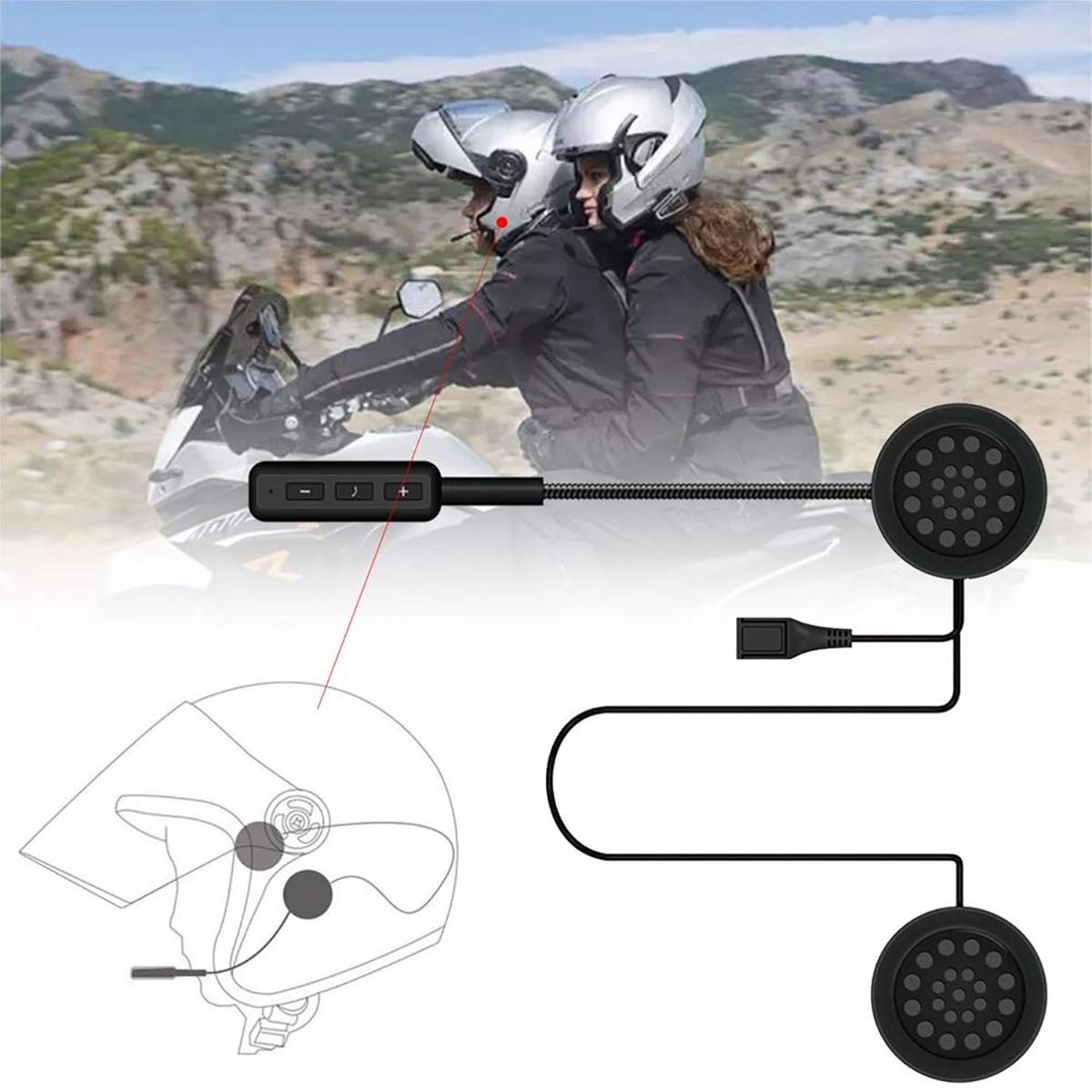 Wireless Bluetooth Motorcycle Helmet Headset - VR-Robot Motorbike Intercom Communication System for Riders | Perfect for Group Riding, GPS Navigation & Hands-Free Calls