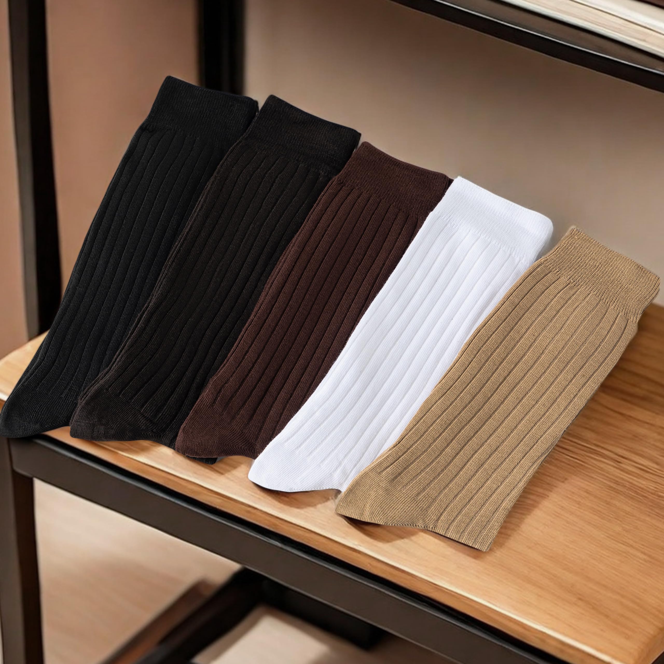 3 Pairs Men's Dress Socks - Super Soft Thin & Lightweight Ribbed Socks for Business & Formal Wear - Comfortable Office & Wedding Socks for Men