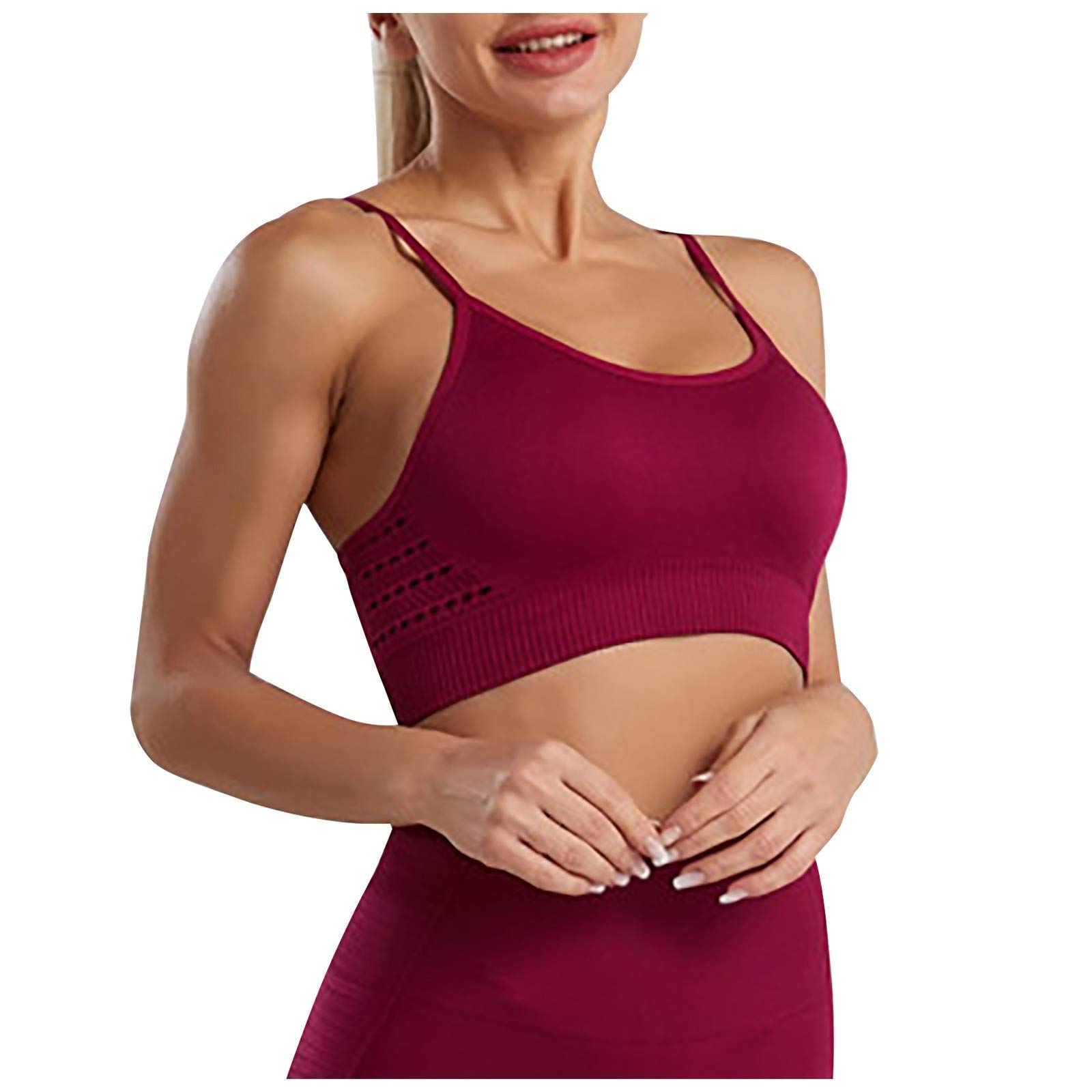 Breathable Women's Sports Bra - Moisture-Wicking Yoga Top with Gradient Color for Running, Gym & Active Wear - Red & Colorful Options