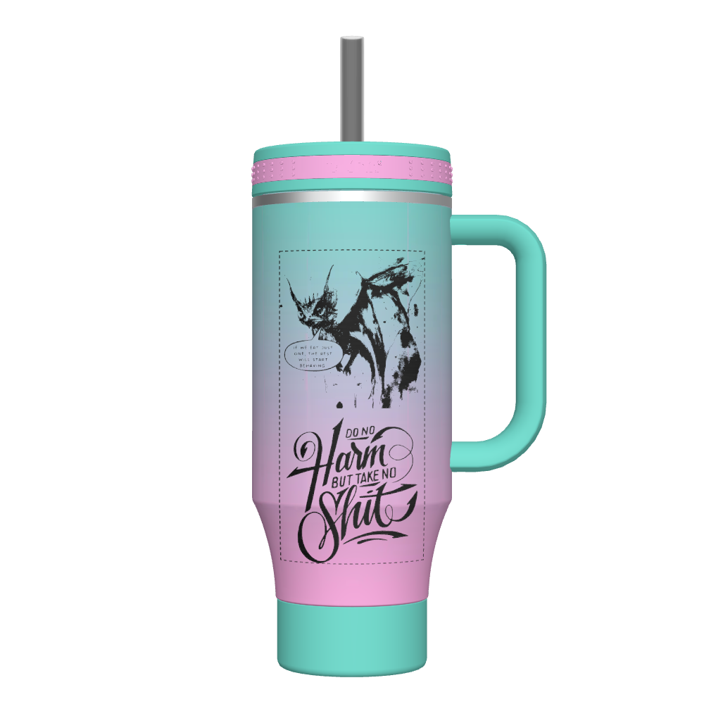 40oz Ombre Straw Tumbler with Lid & Handle - Custom Name/Design - Insulated Stainless Steel Cup for Iced Coffee, Smoothies & Cold Drinks - Perfect for Beach, Gym, Office & Outdoor Activities