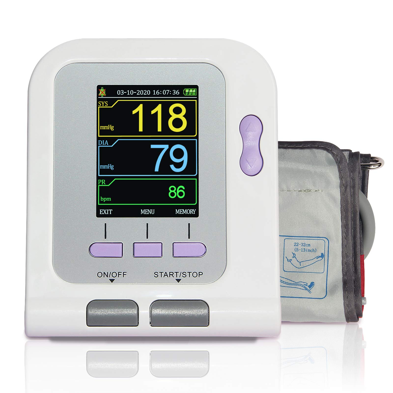 Fully Automatic CONTEC Blood Pressure Monitor - Upper Arm & Wrist Digital Sphygmomanometer for Adults with Comfortable Cuff | Home Use, Doctor's Office & Travel Health Monitoring
