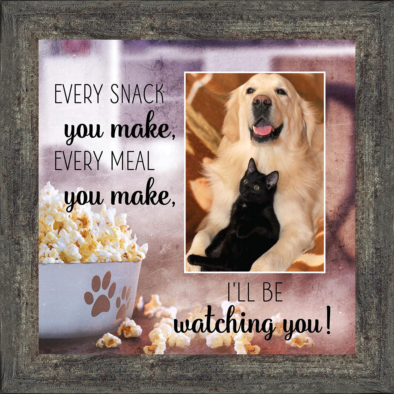 Crossroads Home Décor Dog Picture Frame with Snacks - Paw Print Wall Art for Pet Lovers - Perfect for Living Room, Bedroom, or Dog Nursery Decor (6437BW)