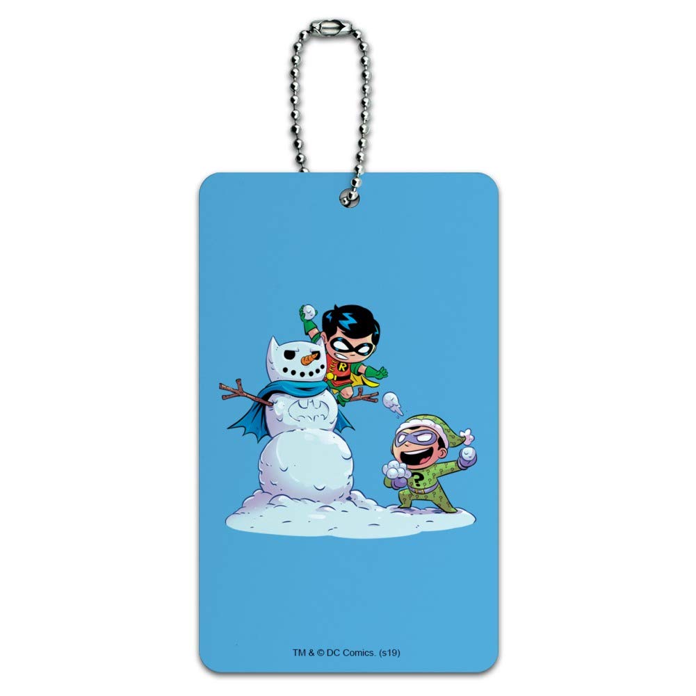 Robin and Riddler Snowball Fight Luggage Tag - Durable Suitcase ID Card for Carry-On Bags | Perfect for Travel, Cosplay, and DC Comics Fans