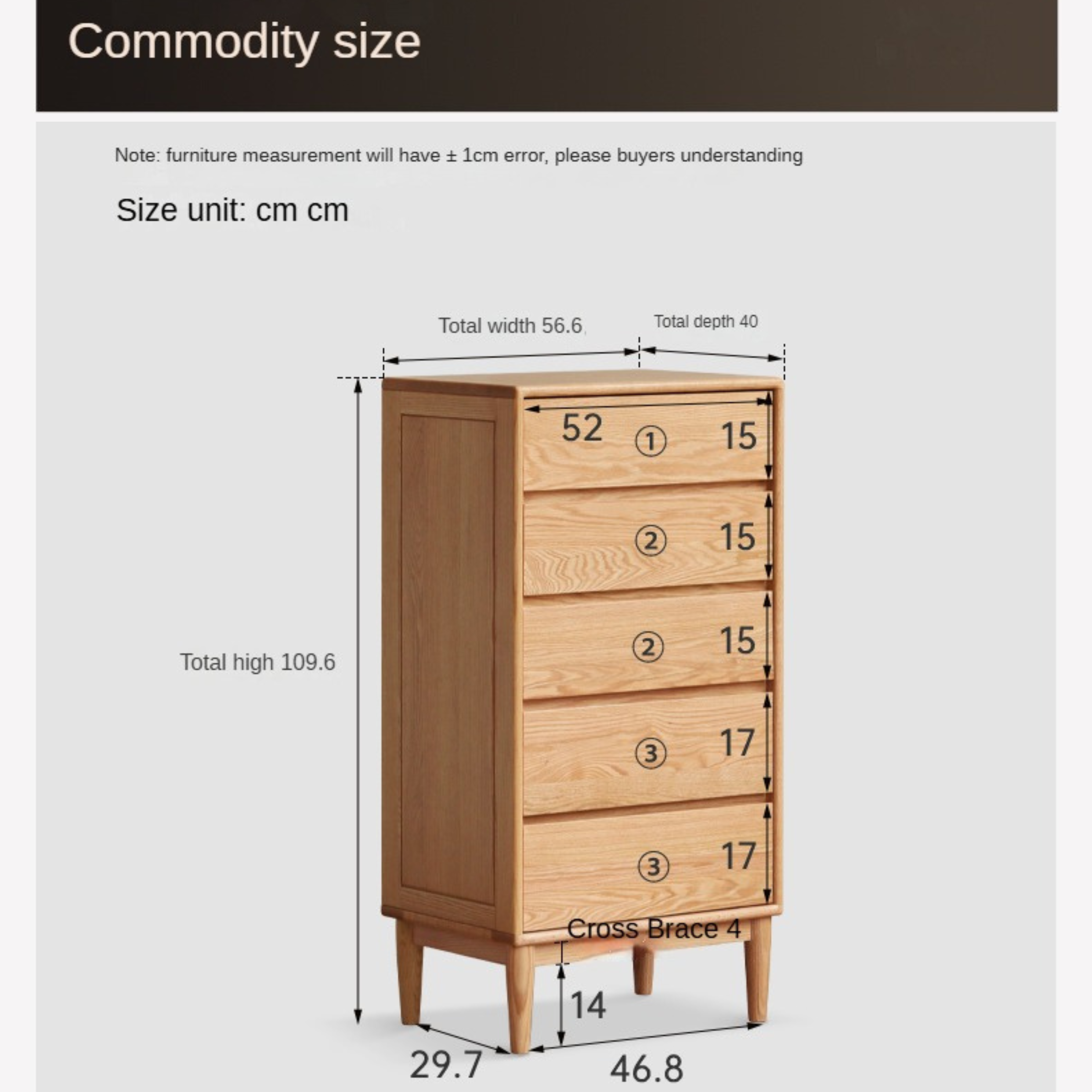 Oak Solid Wood Small Chest of Drawers - 3 Drawer Storage Organizer for Bedroom, Nursery, or Office | Compact Dresser for Clothes, Toys & Home Organization
