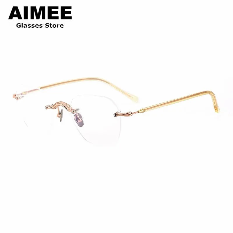 Aimee Women's Rimless Flat Top Square Titanium Eyeglasses Frame 7122 - Lightweight & Durable for Office, Reading & Everyday Wear