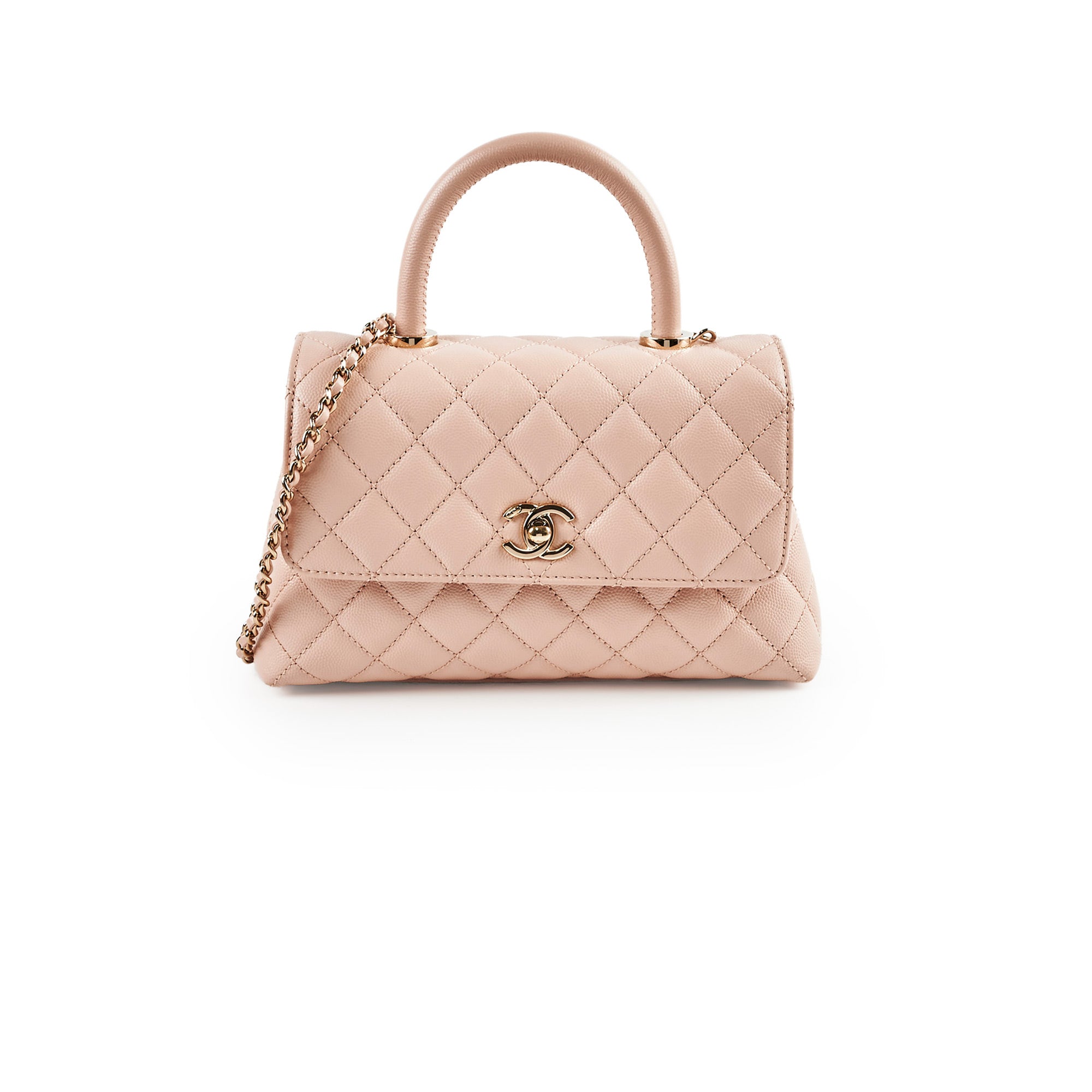 Authentic Chanel Small Coco Handle Bag in Pink Caviar Leather with Microchip - 2021 Collection | Luxury Crossbody Purse for Women, Perfect for Date Night & Special Occasions