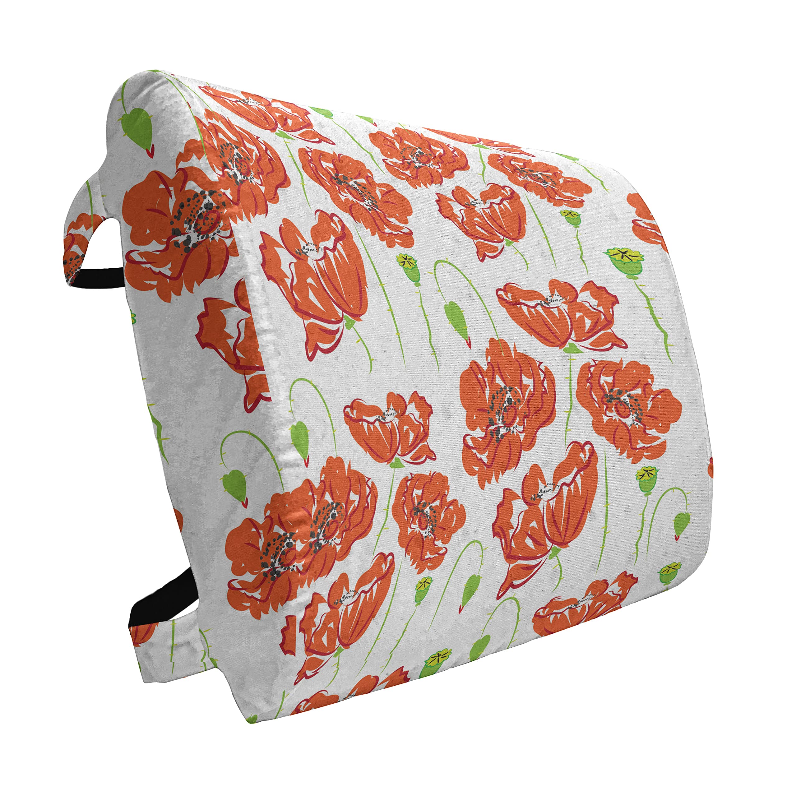 Ambesonne Lumbar Support Pillow - Doodle Style Poppy Anemone Flower Design, High Density Foam for Office Chair & Car Seat, 14
