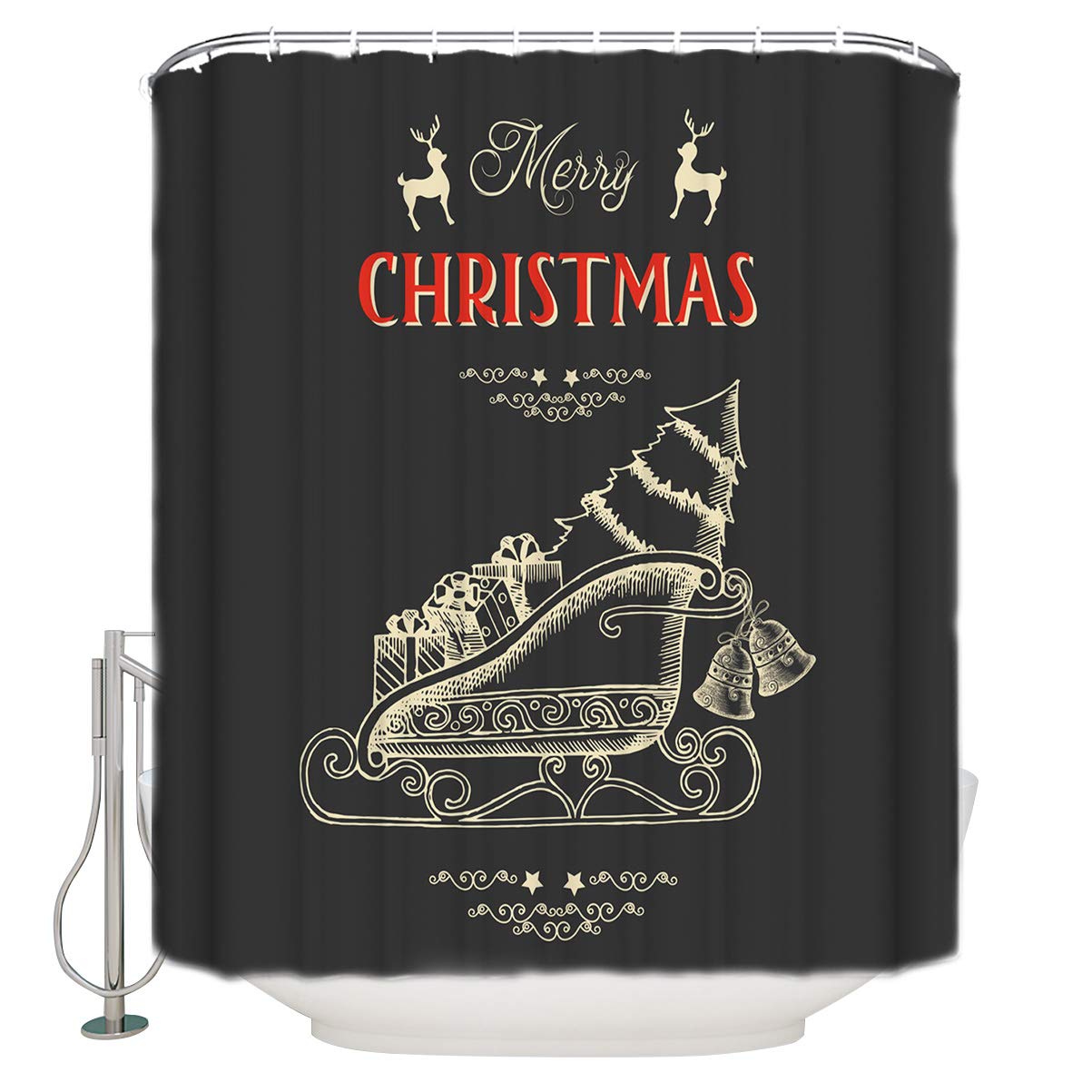 Luxury Christmas Shower Curtain - Waterproof 72x72 Inch for Winter Bathroom Decor