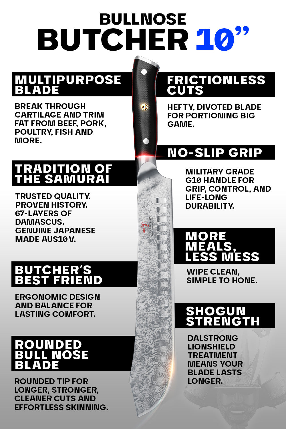 Dalstrong Shogun Series ELITE 10-Inch Bull Nose Butcher Knife - Professional Grade Japanese Steel - Perfect for Meat Processing, Butchering & Heavy-Duty Kitchen Tasks