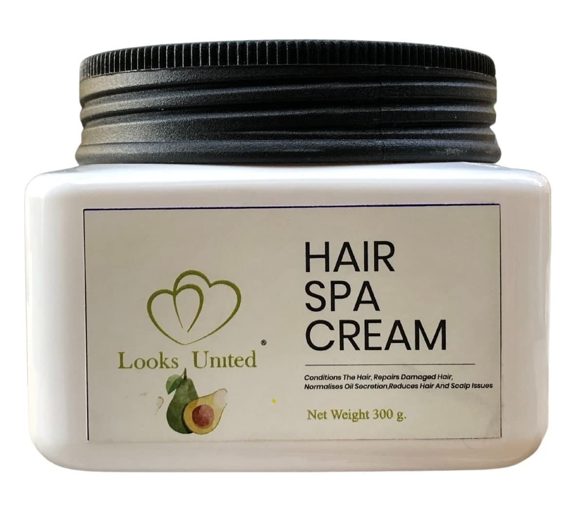 Looks United Avocado Oil, Olive Oil & Apricot Kernel Oil Hair Spa Treatment Cream | Damaged Hair Repair for Women - 300g | Deep Conditioning Mask for Dry, Frizzy & Color-Treated Hair at Home