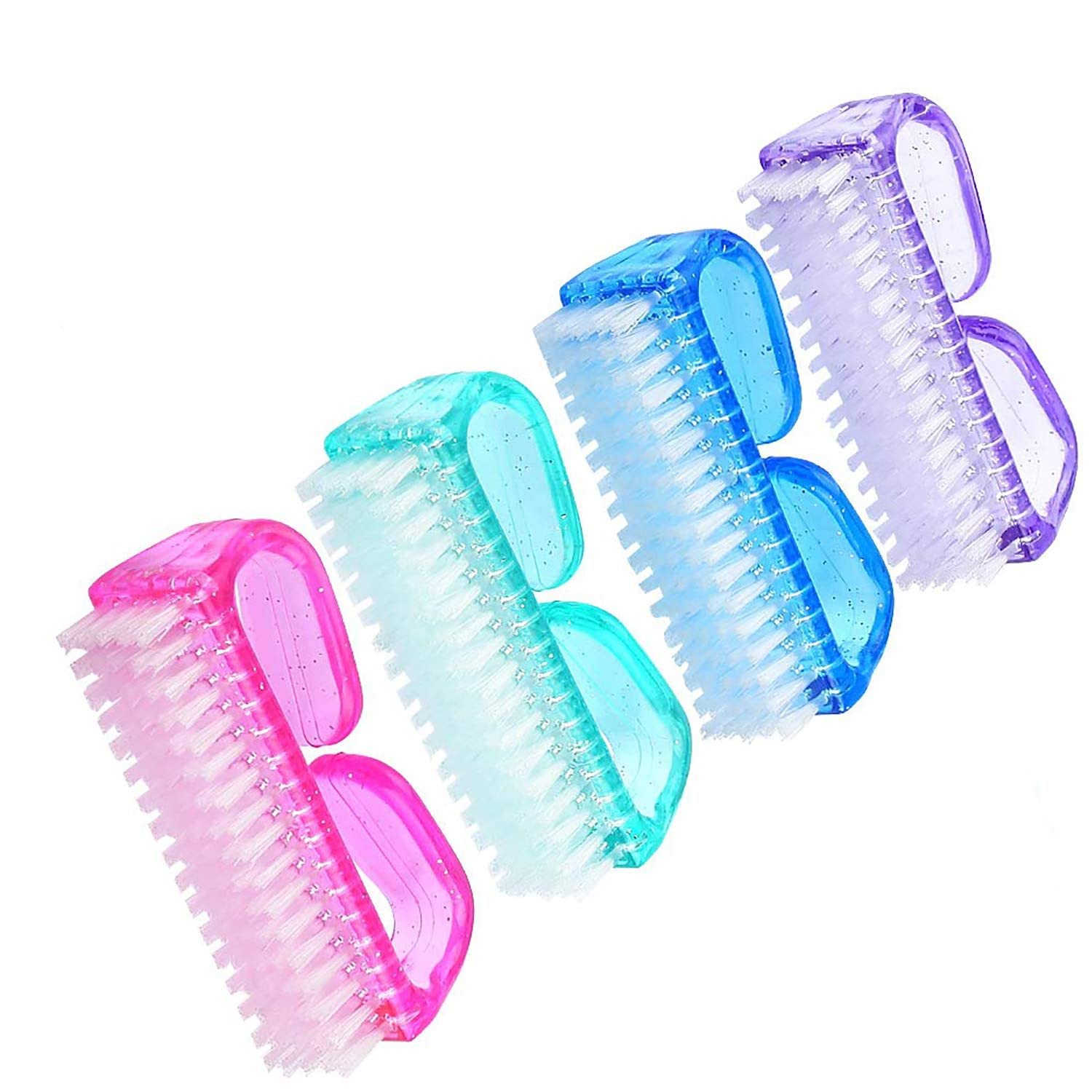 FAMEZA 4 Pack Nail & Toe Cleaning Brushes - Professional Pedicure Tools for Home & Salon Use - Perfect for Manicures, Pedicures, and Nail Art