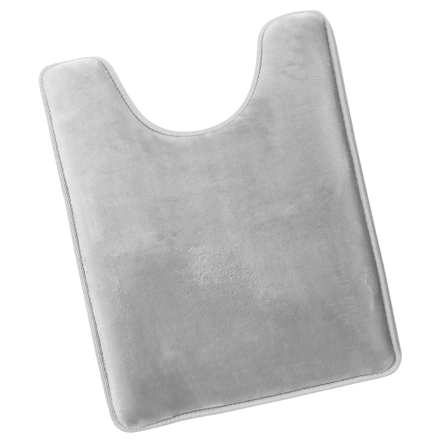 Clara Clark Memory Foam Bath Mat - Ultra Soft Non-Slip Bathroom Rug - Super Absorbent & Fast Drying - Machine Washable Round Toilet Mat - Silver 19