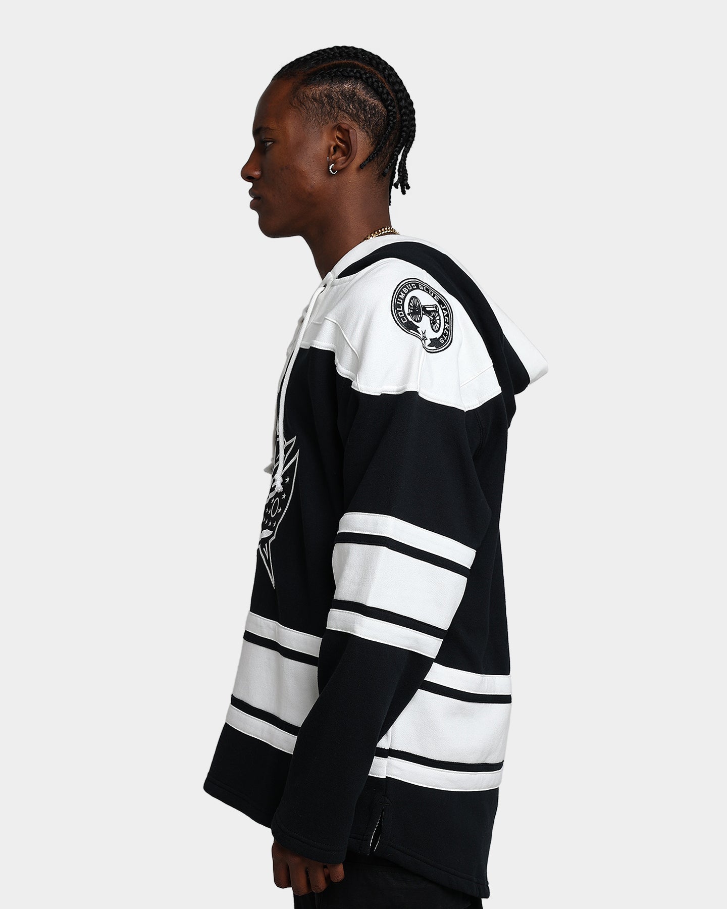 47 Brand Columbus Blue Jackets Superior Lacer Hoodie - Jet Black - Men's Pullover Sweatshirt for Casual Wear & Sports Fans
