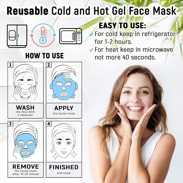 Cooling Face Mask for Puffy Eyes & Swelling Relief | Soothing Gel Eye Mask for Stress & Fatigue | Perfect for Travel, Work & Home Relaxation (1 Pack)