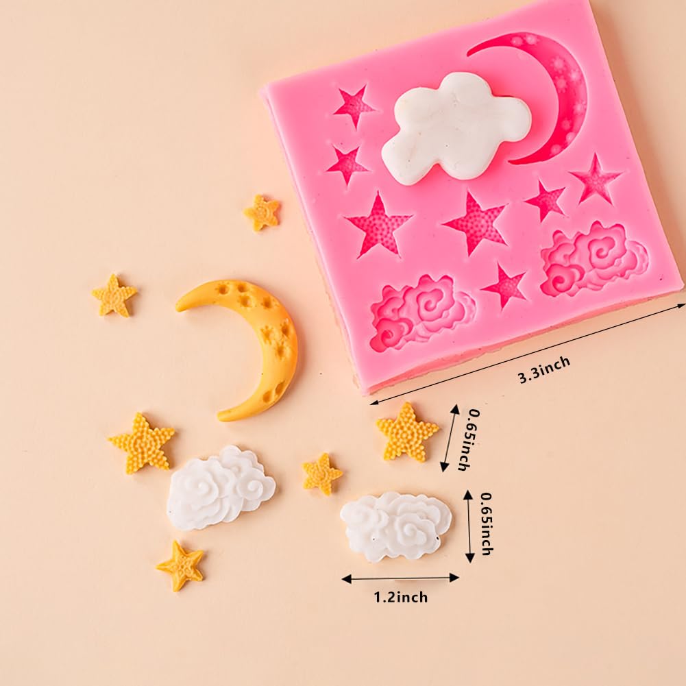 2PCS Moon and Star Silicone Molds for Baking - Fondant, Chocolate, Candy & Cake Decorating | Perfect for DIY Desserts, Party Treats & Holiday Baking
