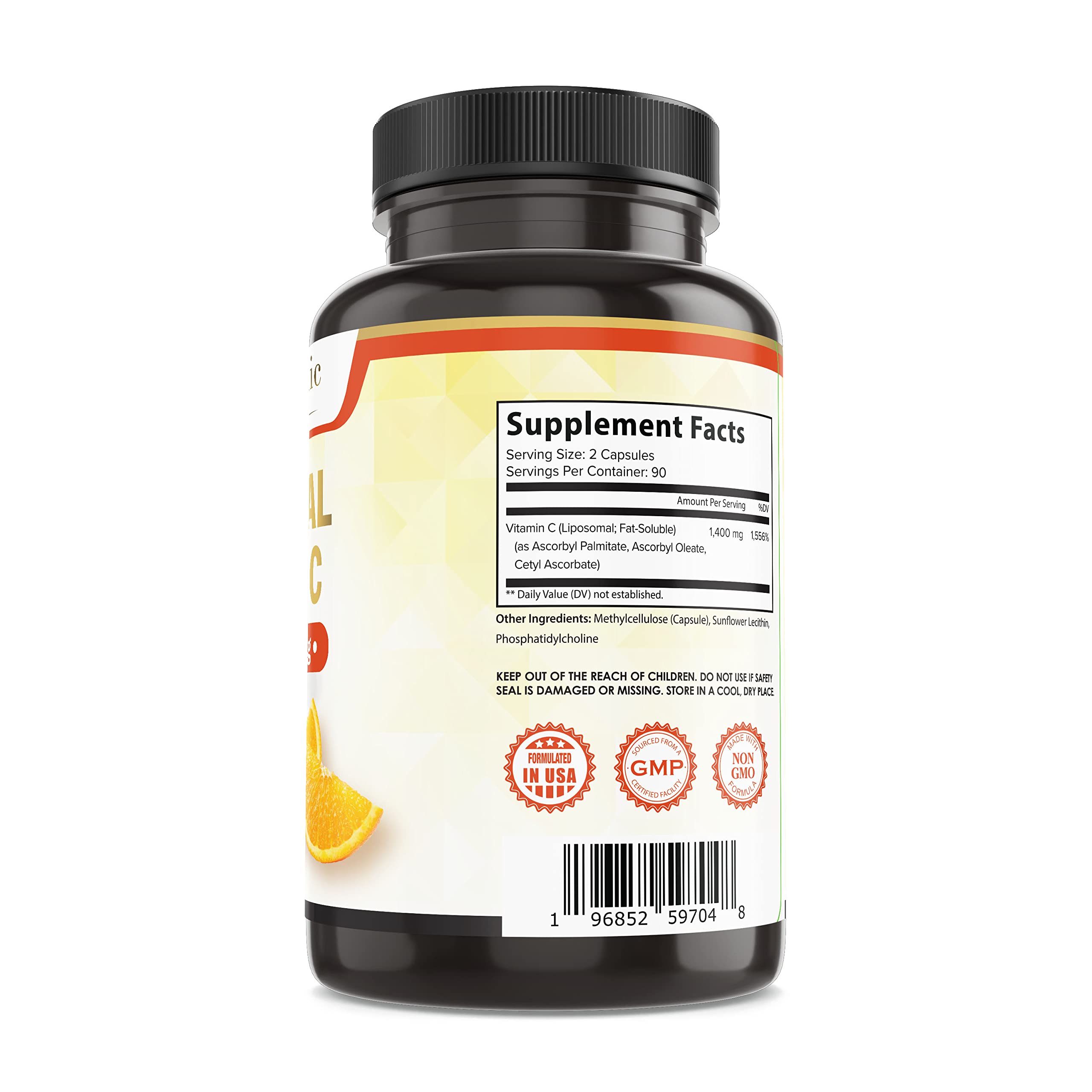 Liposomal Vitamin C 1000mg Dietary Supplement - Non-GMO, Soy Free, Gluten Free Capsules for Immune Support & Antioxidant Boost - Perfect for Daily Wellness & Travel
