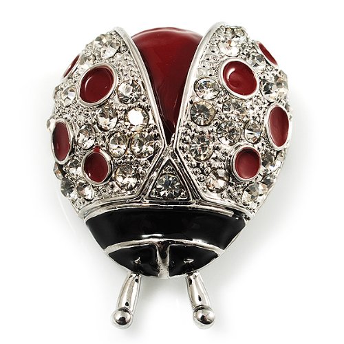 Vintage Red Enamel Ladybug Brooch with Silver Tone - Perfect for Women's Fashion Accessories, Gift Giving & Special Occasions