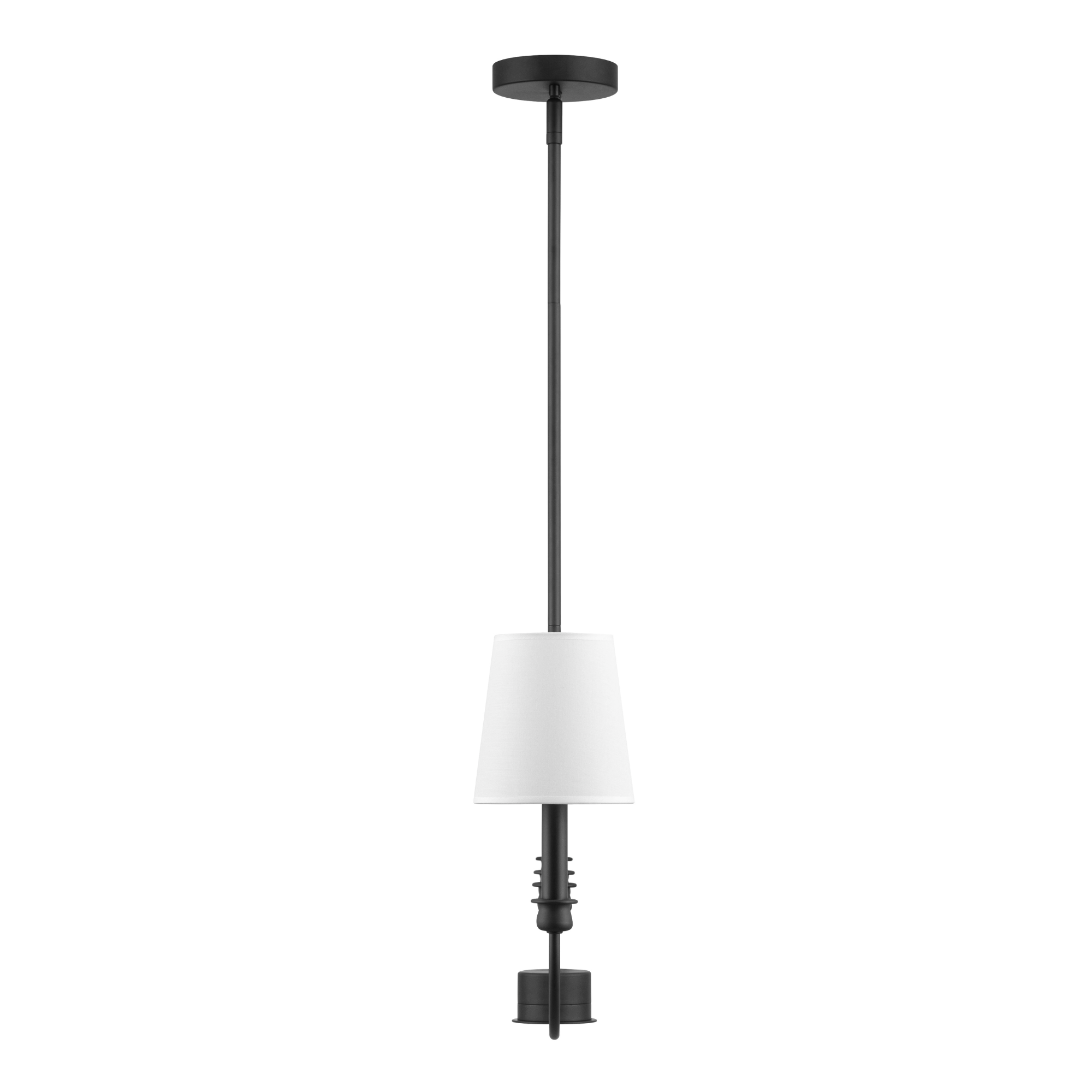 4-Light Billet Linear Chandelier in Matte Black with Fabric Shades - Modern Dining Room Lighting Fixture for Kitchen Island, Living Room or Bedroom