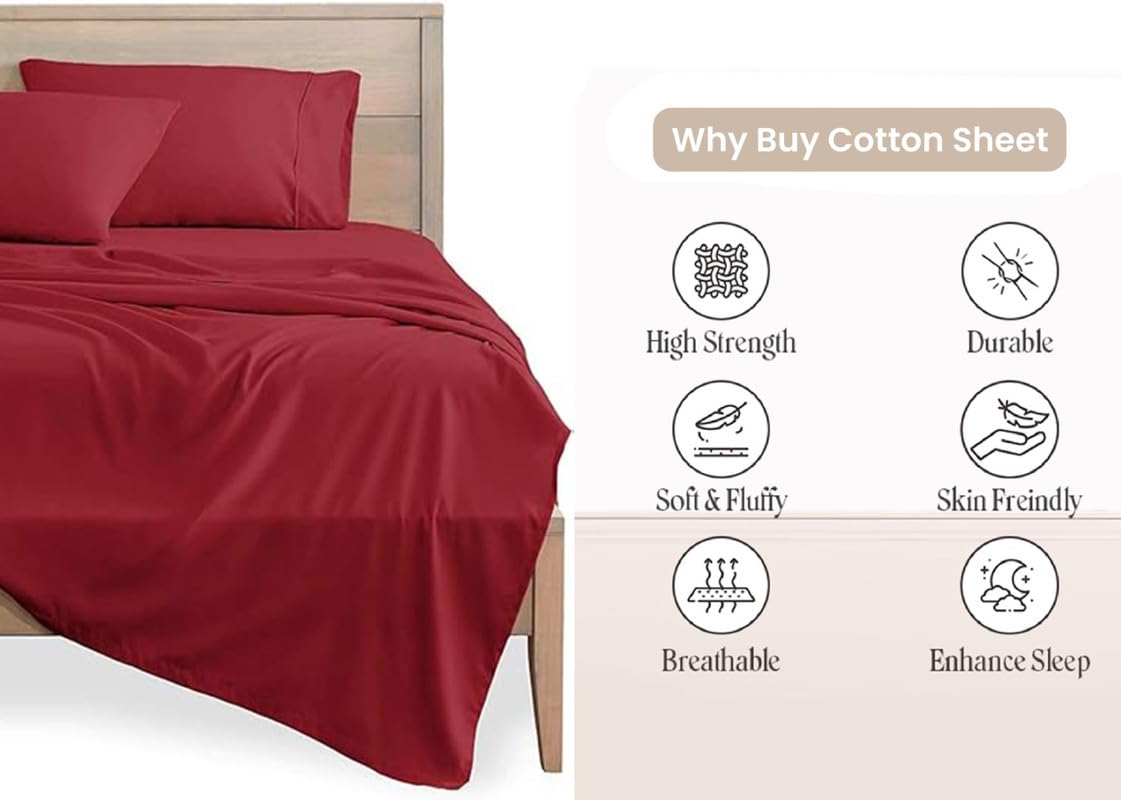600 Thread Count Percale Cotton RV King Size Bed Sheets Set - Deep Pocket, Breathable & Soft for Comfortable Sleep - Perfect for Campers, Travel Trailers & RVs