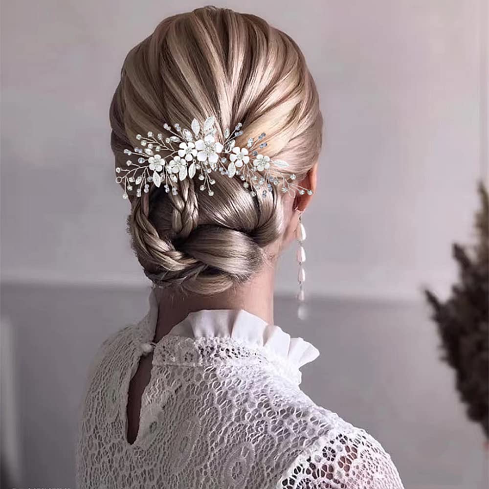 ISLHJDD Crystal Flower Wedding Hair Vine - Elegant Bridal Hair Clip, Prom Hair Accessories & Headband for Women & Girls - Perfect for Weddings, Proms & Special Occasions