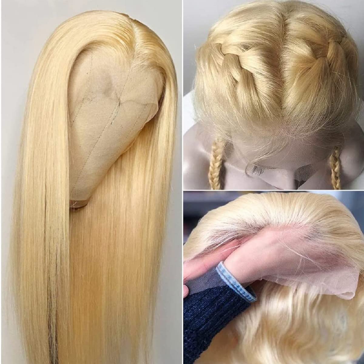 Kelissa 613 Blonde Human Hair Lace Front Wig - Brazilian Straight 22 Inch HD Lace Frontal with Pre-Plucked Hairline & Baby Hair | 150% Density for Black Women | Perfect for Daily Wear, Cosplay & Special Occasions