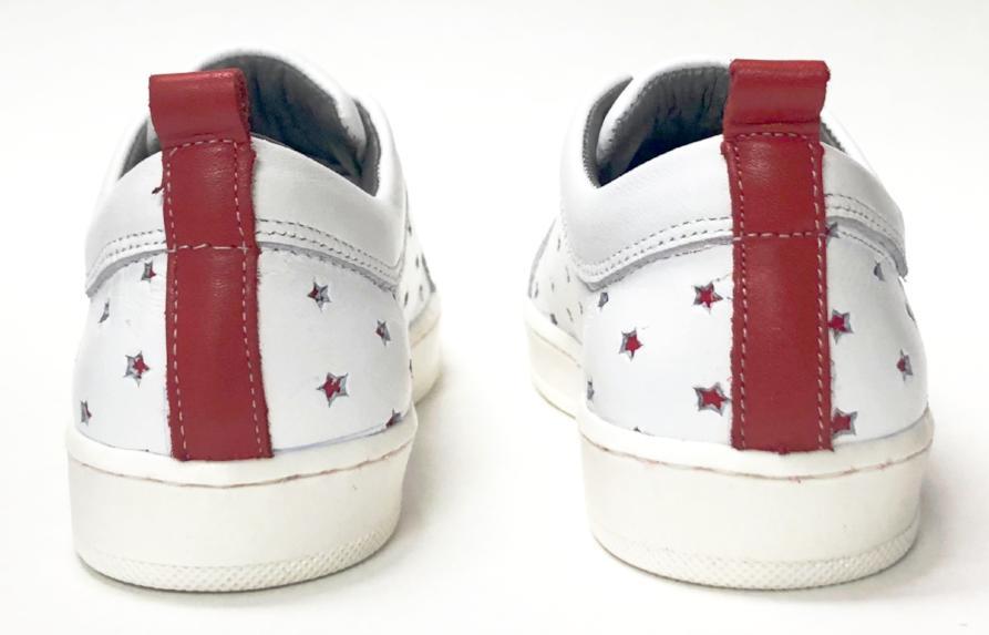 Blublonc White and Red Star Slip On Sneakers - Comfortable Casual Shoes for Men & Women | Perfect for Walking, Travel, and Everyday Wear