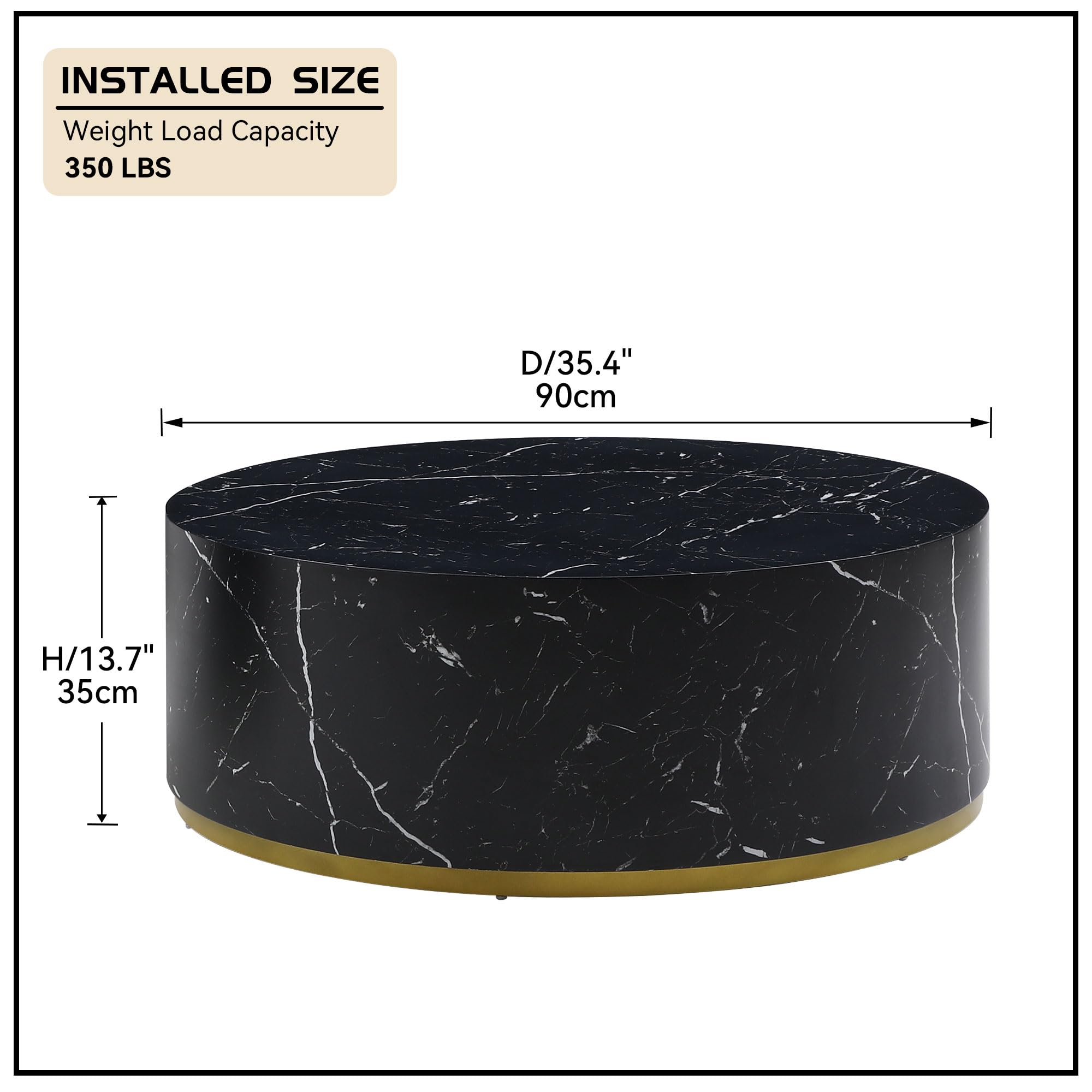 Modern Round Coffee Table with Marble Top & Gold Metal Base - Stylish Accent Table for Living Room, Bedroom or Office - Perfect for Coffee, Books & Decor