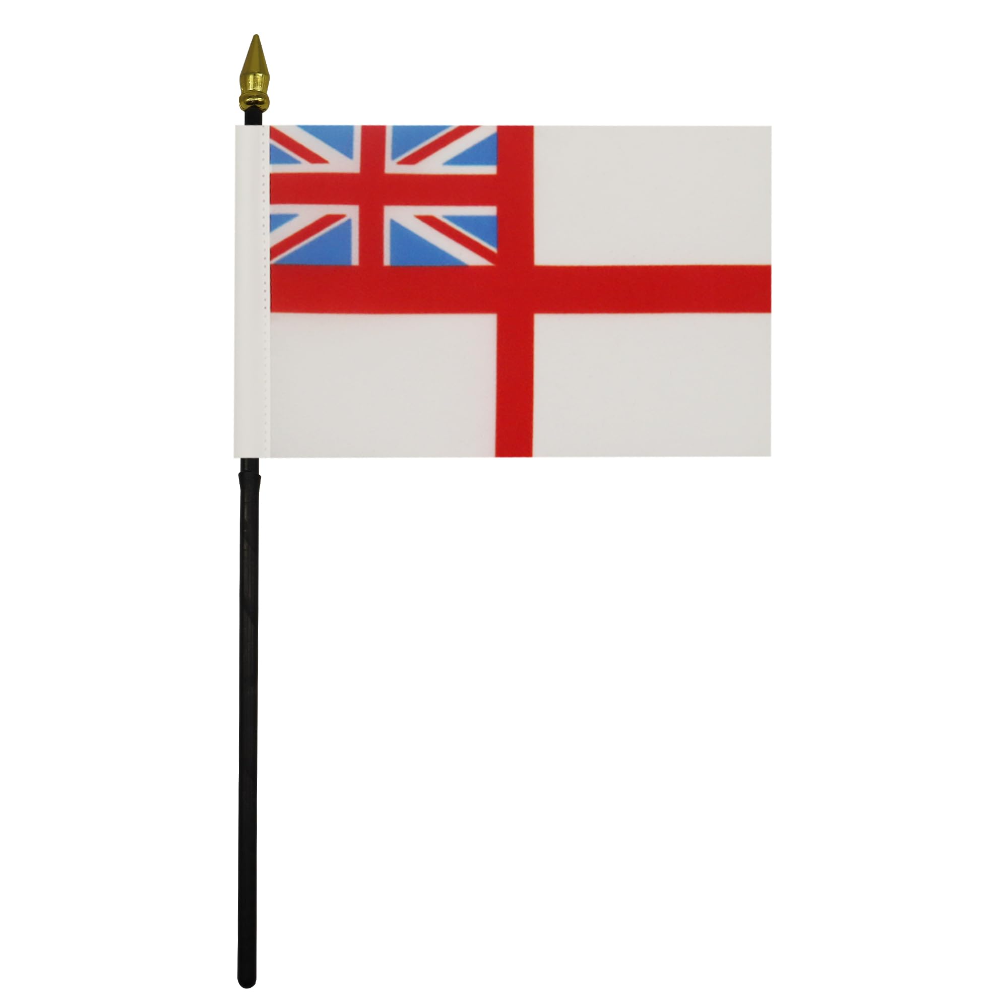 4'' x 6'' White Ensign Table Flag with Golden Spear Top | St George's Cross British Royal Navy Desk Flag 15x10 cm | Perfect for Office Decor, Nautical Themed Events & Maritime Collectors - AZ FLAG