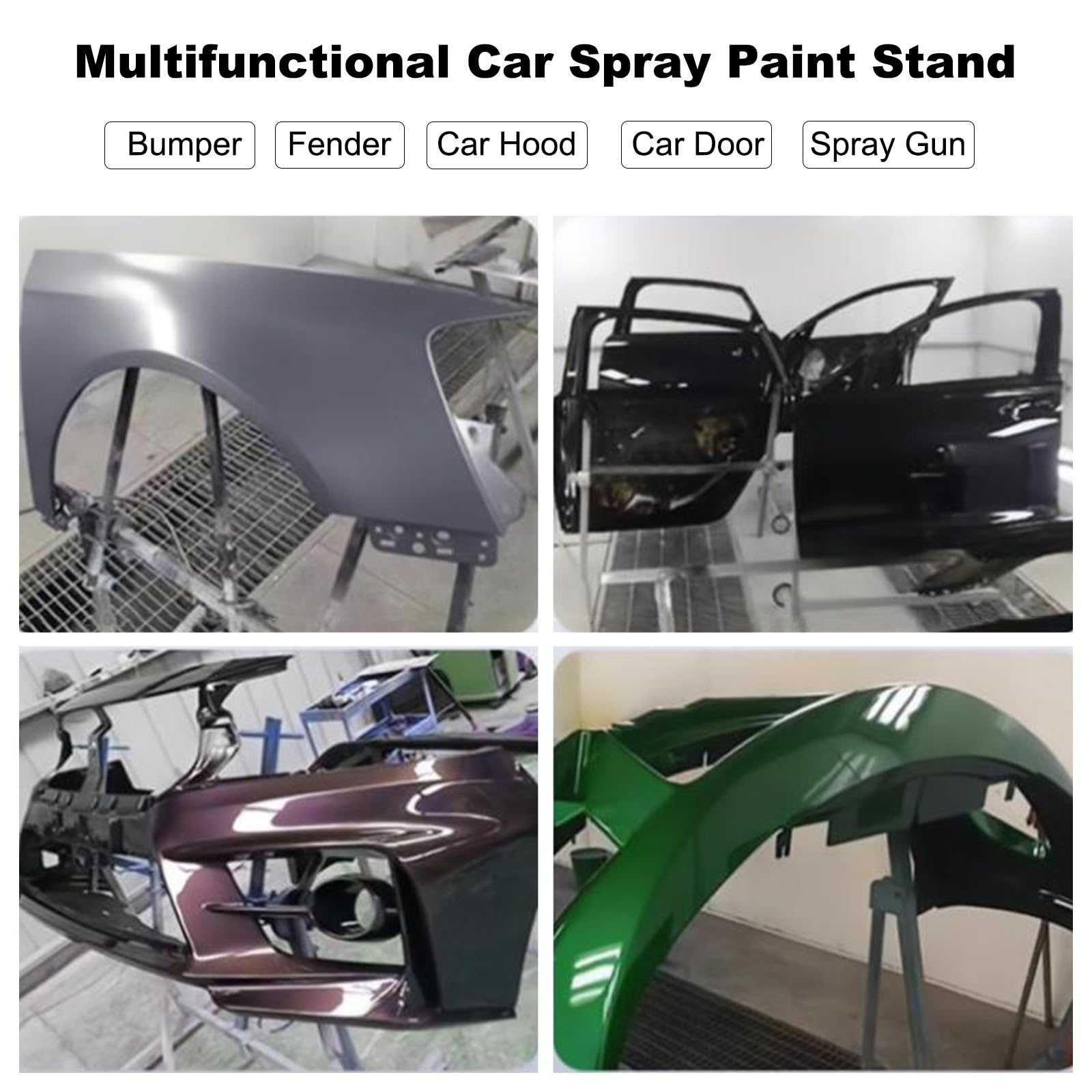360° Rotatable Heavy Duty Auto Body Paint Stand - Universal Car Panel Holder for Bumpers, Fenders, Doors & Hoods | Durable Automotive Repair Stand for Professional Body Shops & DIY Car Painting Projects