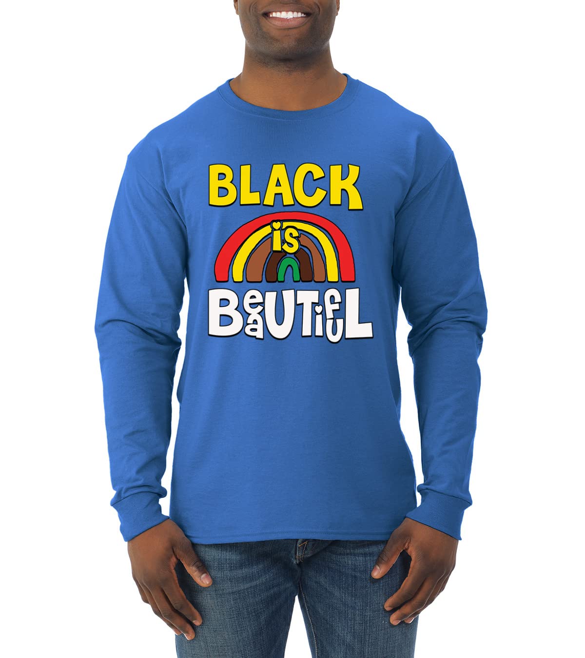 Wild Bobby Black is Beautiful Black Pride Men's Long Sleeve T-Shirt - Black History Month Apparel, Civil Rights Movement Clothing, African American Pride Tee for Men - Perfect for Protests, Cultural Events & Everyday Wear