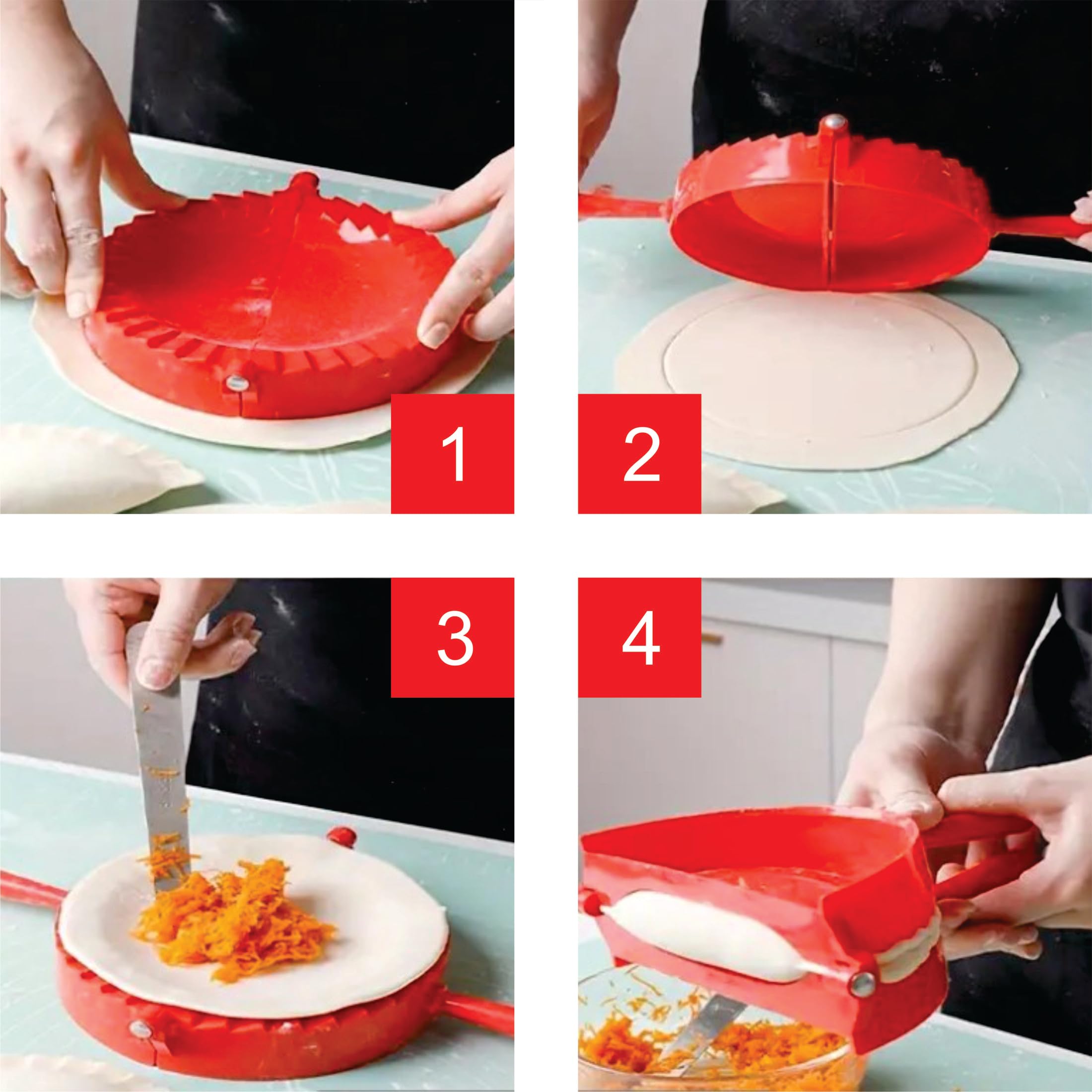 6-Inch Empanada Maker Press - Professional Empanada & Dumpling Dough Press with 2-in-1 Cutter Sealer for Ravioli, Wonton, Pierogi, Calzone & Hand Pies - Perfect for Home Cooking, Parties & Meal Prep