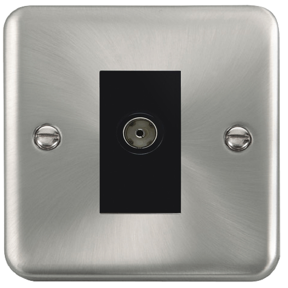 Click Deco Plus Satin Chrome Isolated TV Socket DPSC158MBK - Premium Wall Plate for Home Theater & Entertainment Systems