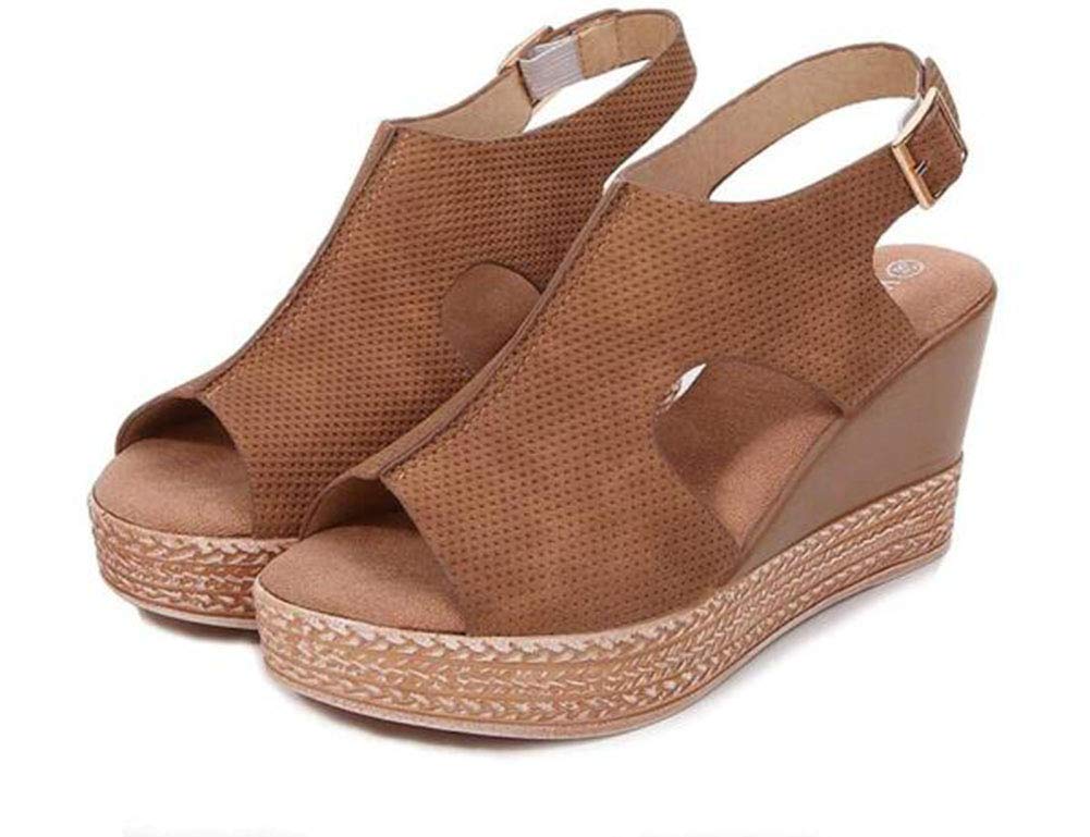 WODETIAN Women's Summer Hollow Fish Mouth Wedge Sandals - Fashion Peep Toe Platform High Heel Shoes for Beach, Party & Casual Outfits